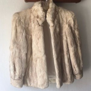 Rabbit Fur Winter Coat - cream